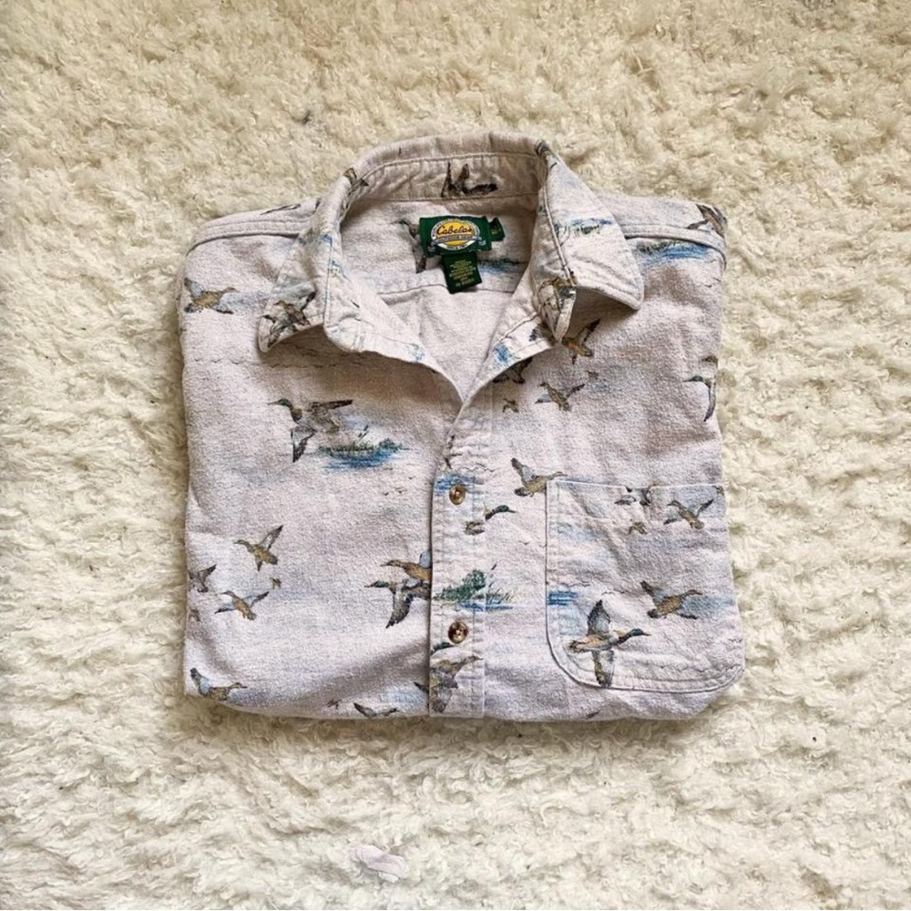 Cabela's Cream Bird Print Shirt